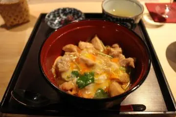 <p>A bowl set of oyakodon, chicken and egg over rice</p>