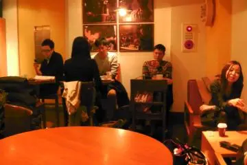 <p>Having a chat with friends</p>