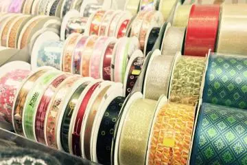 <p>Ribbons in many patterns and colors are displayed.</p>
