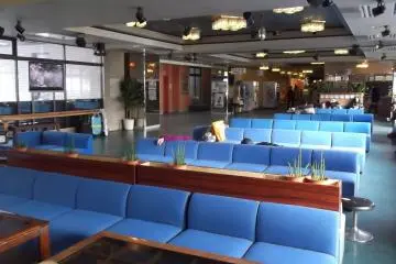 <p>The lounge by reception, where some people evidently like to nap</p>