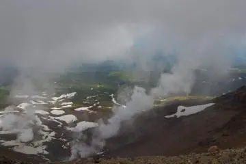 Looking down onto the steam vents