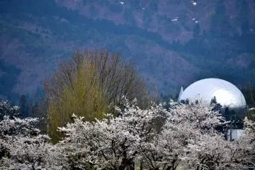 The silver dome on the right is the famous Katsuyama Dinosaur Museum