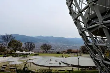 <p>Decorative ponds on the lawn below the domes</p>