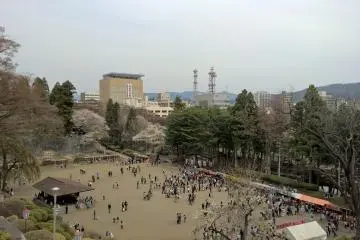 <p>The food stalls with Morioka skyline in the background</p>