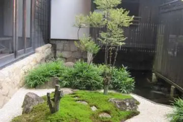 <p>สวนที่ตั้งอยู่ระหว่างร้านค้ากับโรงกลั่นเหล้า</p>