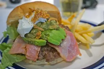 <p>The Avocado Burger (with Canadian Bacon)</p>