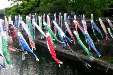 Sekitar 300 bendera ikan koi dipamerkan