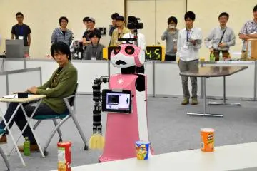 <p>An autonomous service robot at the RoboCup@Home league. She recognizes the face and shape of a human and follows him to serve him.</p>