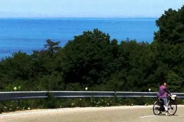 Winding road past Teshima museum 