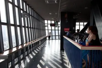 <p>One of the cafes inside the tower, with a great view over the city</p>