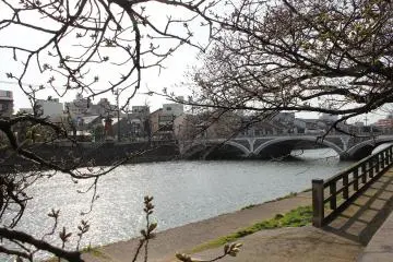 Overlooking Asano River and Ohashi from the Higashiyama Riverside Green Space
