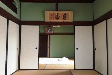 Simple elegant rooms with&nbsp;matcha green walls.