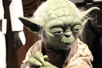 <p>Model of Yoda and his (replica) costume&nbsp;&copy; &amp; TM Lucasfilm Ltd.</p>