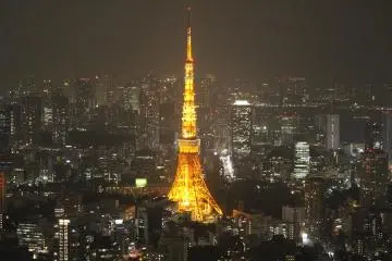 <p>Views of Tokyo Tower from the Tokyo City View observation deck</p>