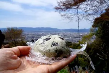 <p>산길에서 먹으려고 밑 편의점에서 샀던 쑥 모찌. 한국의 쑥떡보다 덜 쫄깃하지만 안의 단팥앙금이 가득 차 있었어요. 조그맣지만 충분히 배불렀다는...</p>