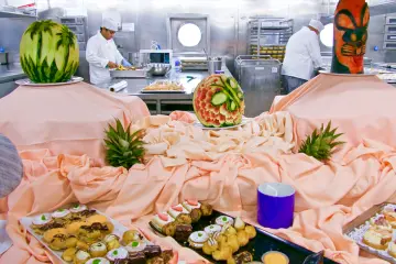 <p>Baked goodies waiting at the end of a special Kitchen tour for the passengers</p>