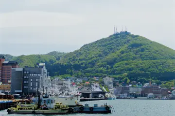 The central port area with Mount Hakodate overlooking the city