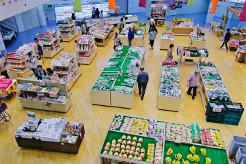 <p>Great local produce market at the base of the Selion viewing tower</p>
