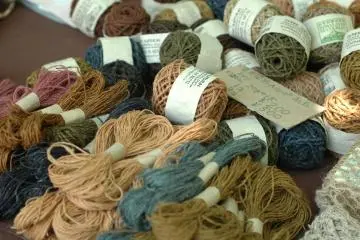 <p>Yarn made from natural fibers and dyes make a colorful spread.&nbsp;</p>