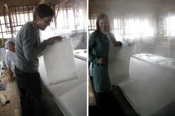 Once the paper is dry you have your self-made sheet of washi.