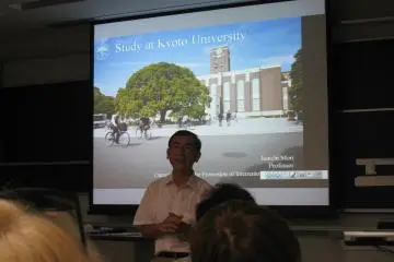 <p>At a lecture</p>