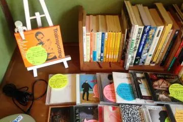 <p>Next to the courtyard window, an old CD Walkman plays while you admire their hand picked collection of hipster music and novels.</p>