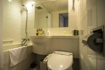 The bathtub is quite spacious and lets you really relax in it.