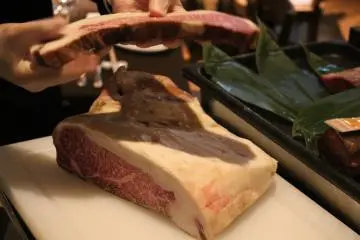 <p>The meat is cut at your table before they take it back to cook and prepare</p>