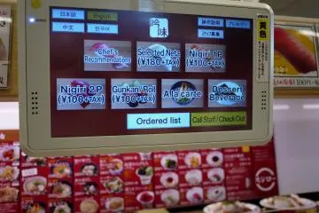 <p>A closer look at the touch-screen menu</p>
