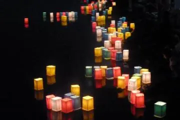 Lanterns floating on the lake