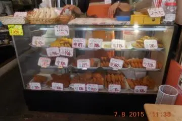 <p>The show case of korokke's shop</p>