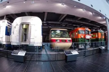 <p>Old and new local trains located at the back of the park</p>