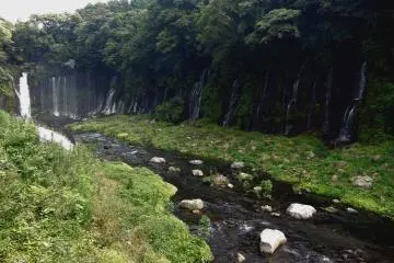 <p>A shallow, rocky river collects the water</p>