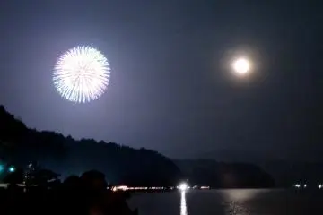 The moon rose soon after the firework display commenced