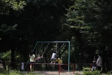 <p>Children have fun on the swings.&nbsp;</p>