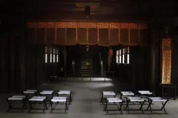 <p>Inside Kashime shrine, where they have various rituals and ceremonies.&nbsp;</p>