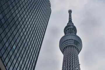 <p>Looking up at the Tokyo Skytree by day</p>