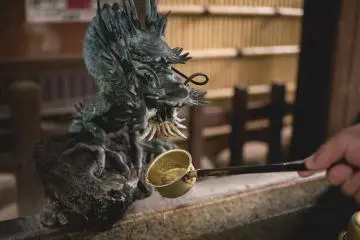 Chozuya at the entrance with water to purify yourself