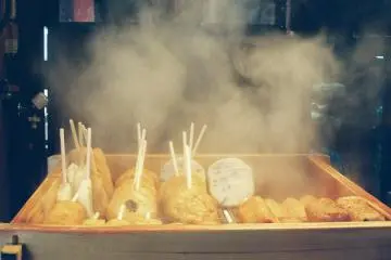 Fresh hot fishcakes for a quick snack while you walk through the market