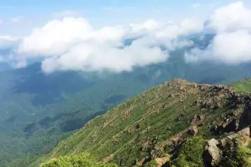 <p>Above the clouds, the sun shines on other peaks.</p>