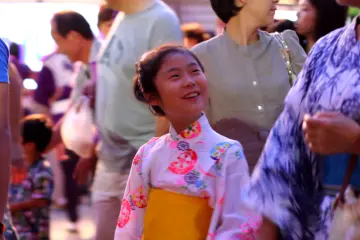 A cute smile from a little girl after dancing Bon Odori.