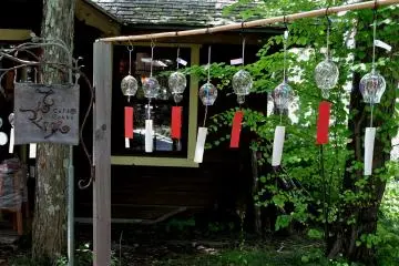 <p>Wind chimes outside one of the stores</p>