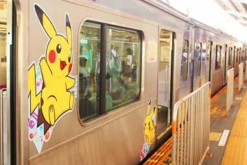 Pikachu on the train to Jiyugaoka!