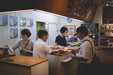 <p>Customer served by the friendly staff</p>