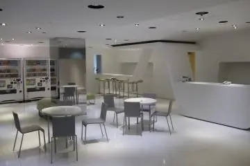 <p>The snazzy break area outside the conference rooms</p>
