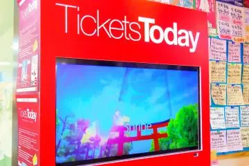 <p>Visiting the Tickets Today kiosk</p>