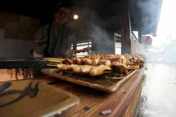 <p>There's a couple of restaurants where you can sit indoors or outdoors and enjoy traditional Japanese food of rice and meat with pickles or just chicken on a stick.&nbsp;</p>