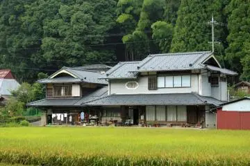 <p>A beautiful mountain home and its rice field</p>