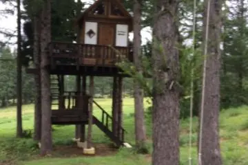 <p>Tree house and swing half way around the course.</p>
