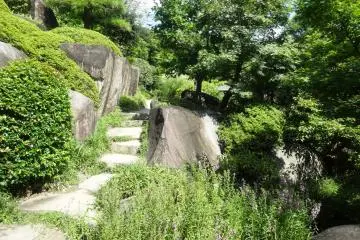 <p>A path leads around the perimeter of the garden</p>
